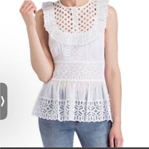 NWT Tory Burch Hermosa Eyelet Lace Cotton Sleeveless Top Women's Size 12